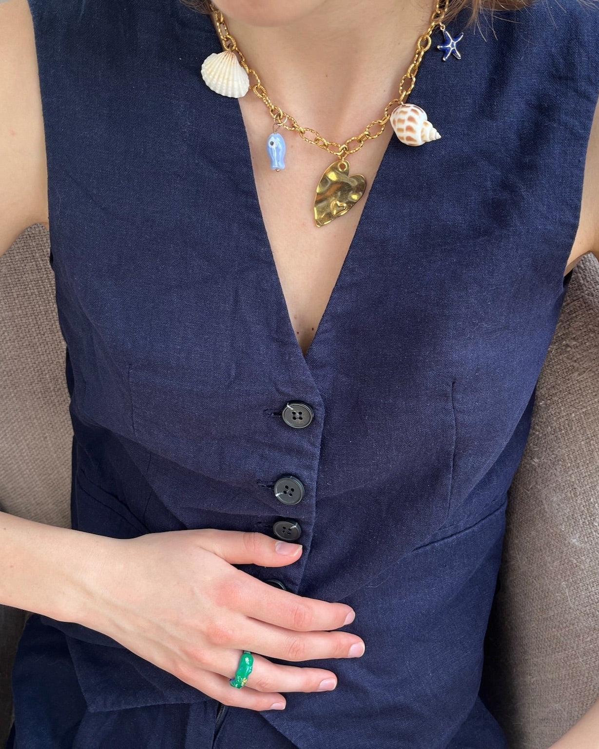 Ketting Ella schakel bedels ring Abeto - Pero sí Studios