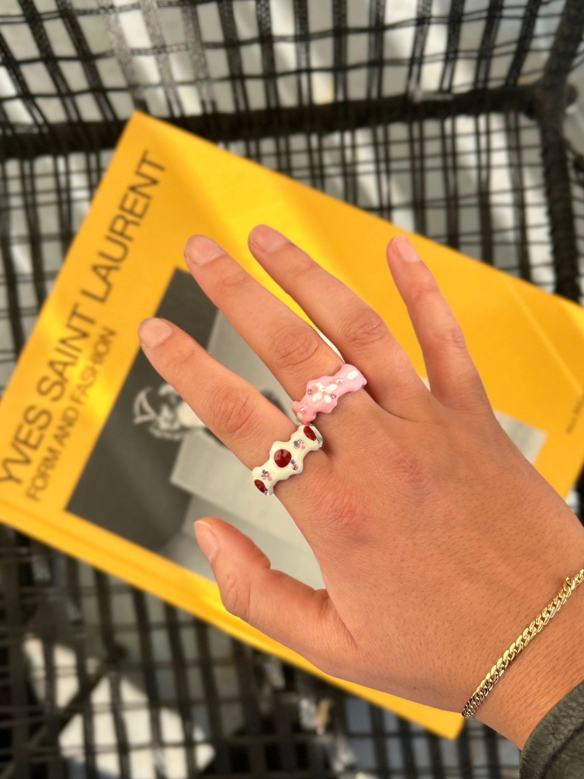 Ring Sentir wit rood Rosa roze - Pero sí Studios